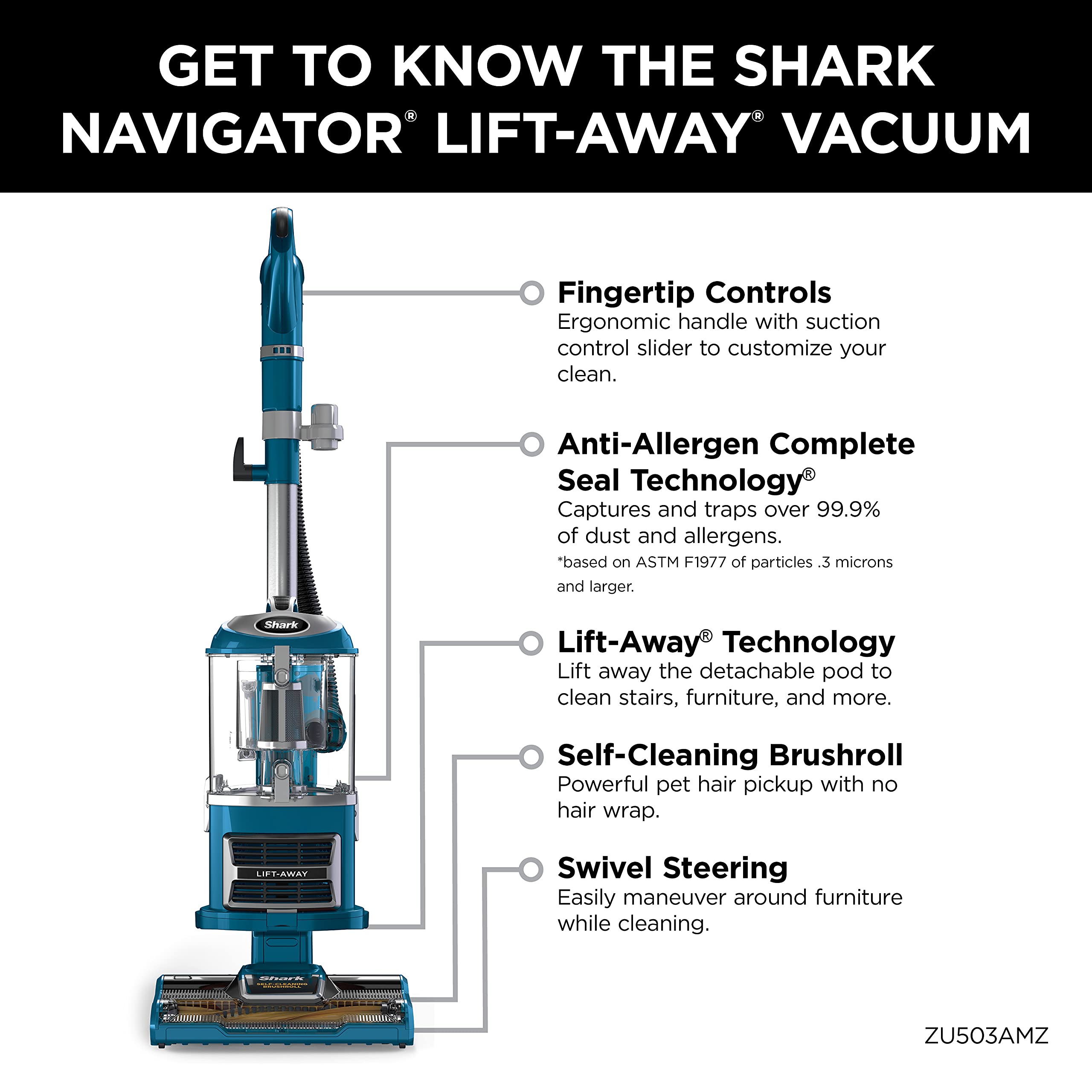 Foto 8 pulgar | Aspirador Shark Zu503amz Navigator Lift-away, Color Verde Azulado - Venta Internacional.