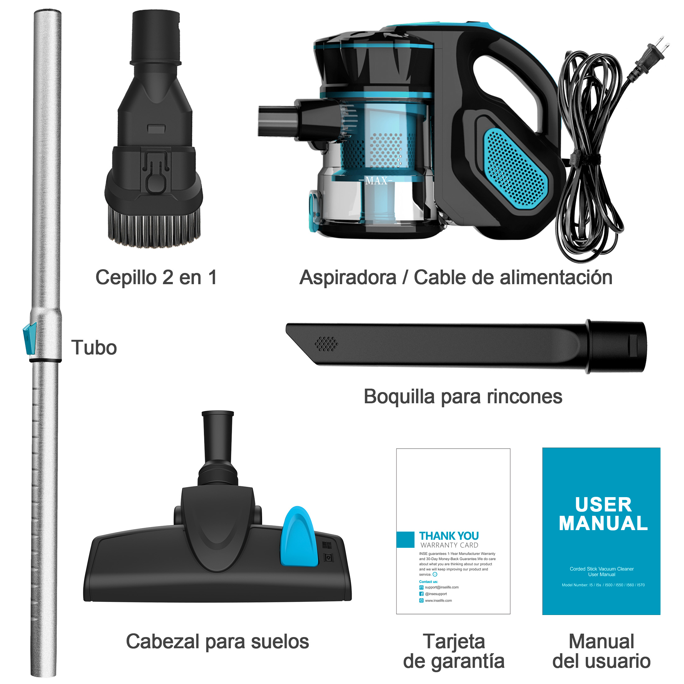 Foto 9 pulgar | Aspirador De Barra Inse I5 6 En 1 600w 18kpa Azul