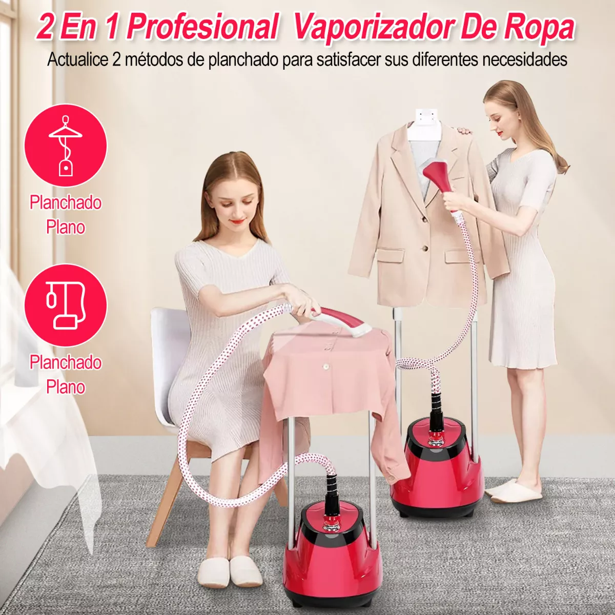 Foto 2 | Plancha De Vapor Vertical 2 En 1 Ajustable  Con Guantes Eo Safe Imports Esi-11616 Rojo