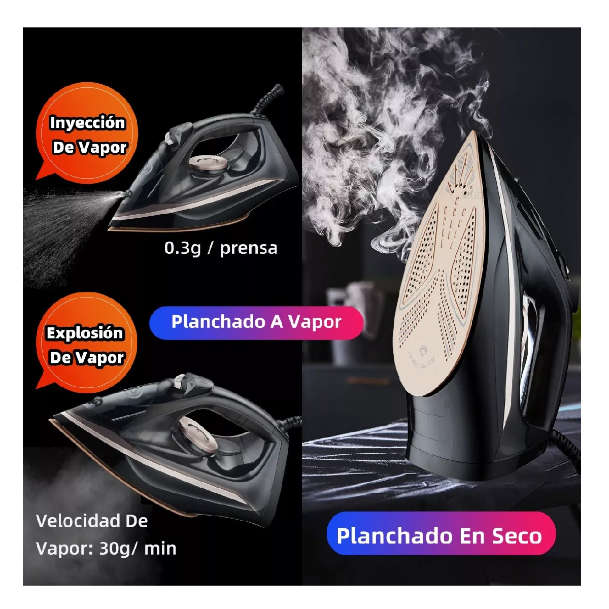 Foto 5 pulgar | Plancha de Vapor para Ropa con Suela de Cerámica