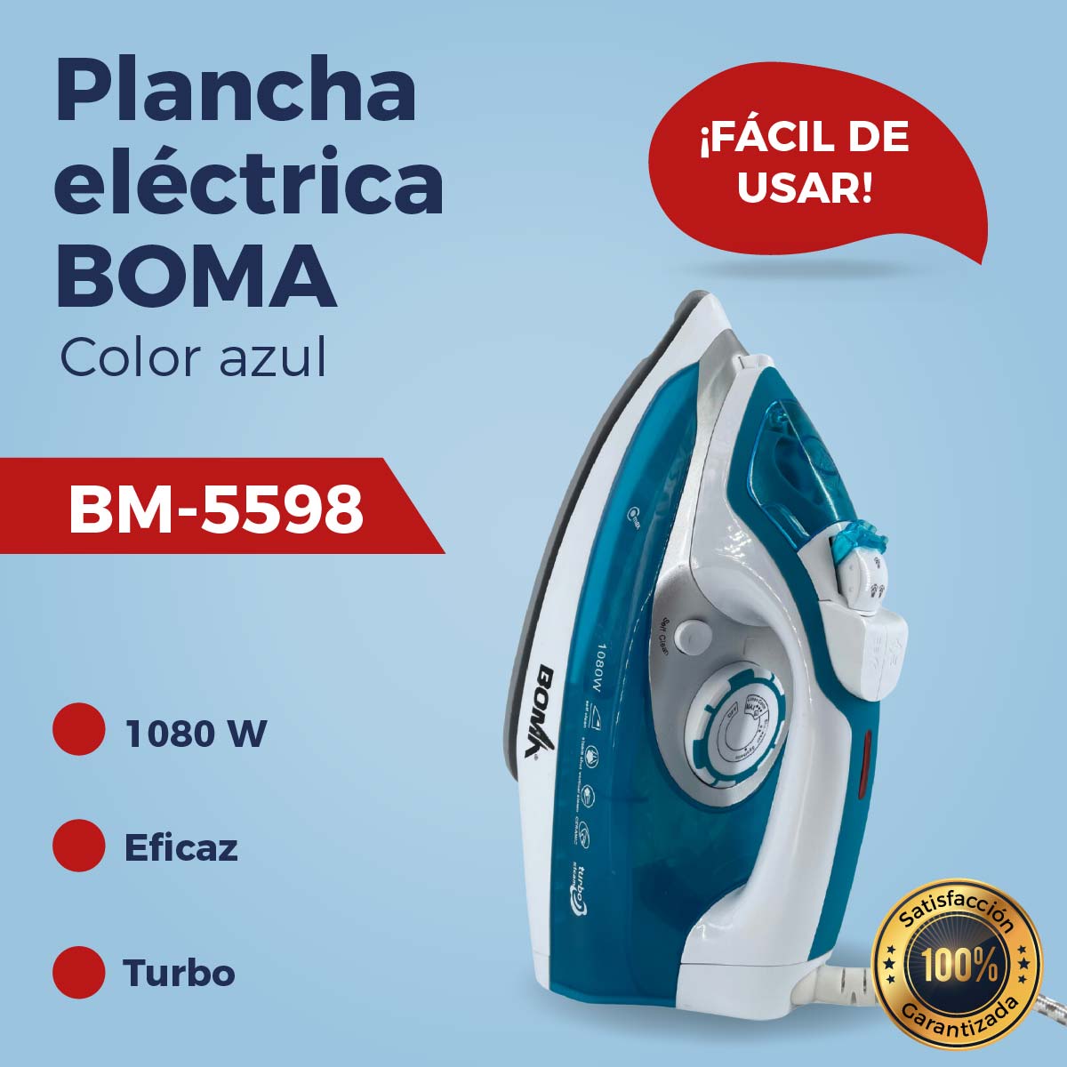 Foto 6 pulgar | Plancha Boma Bm-5598 Azul 110 V