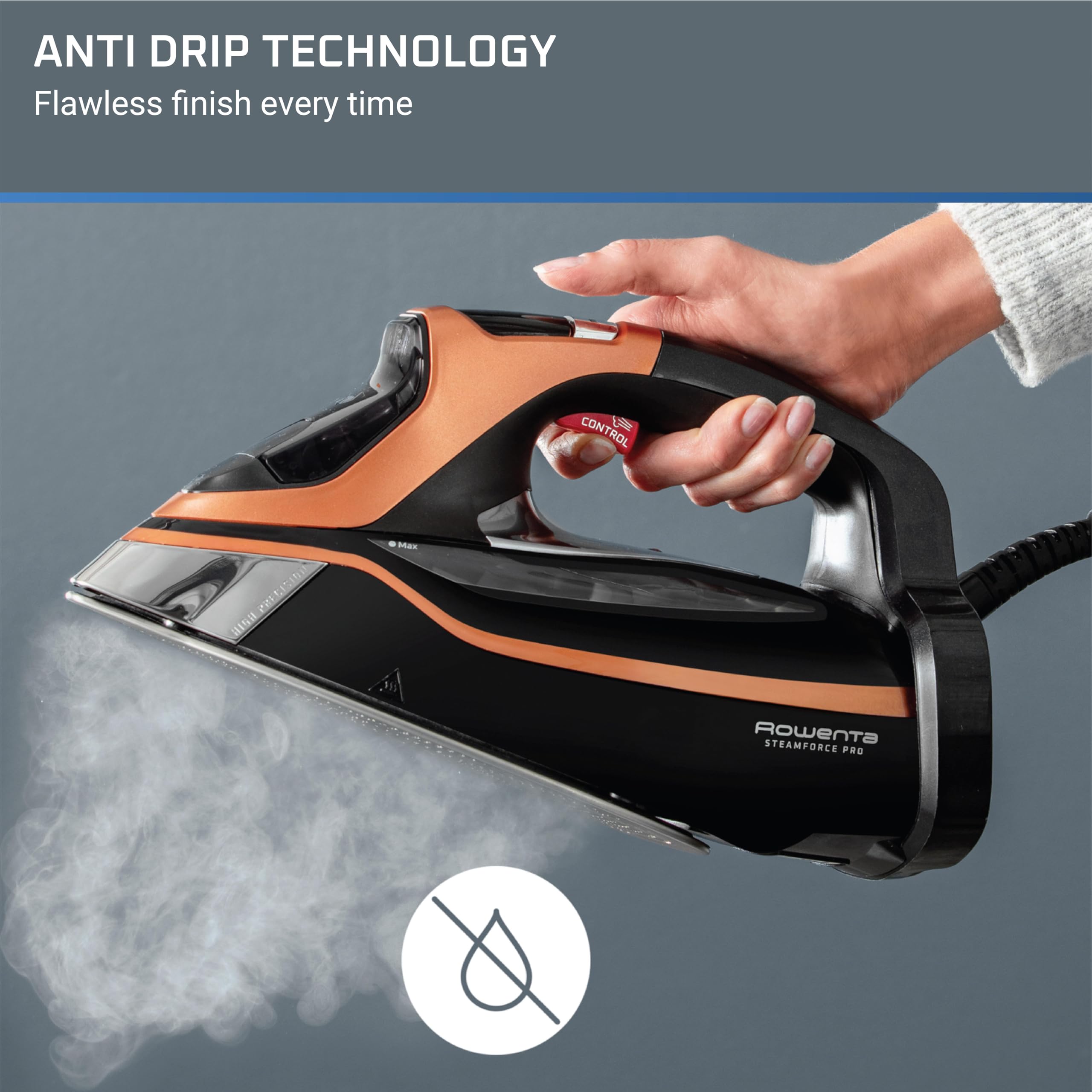 Foto 7 pulgar | Plancha Rowenta Steam Force Pro De Acero Inoxidable 1850w Dw9540 - Venta Internacional