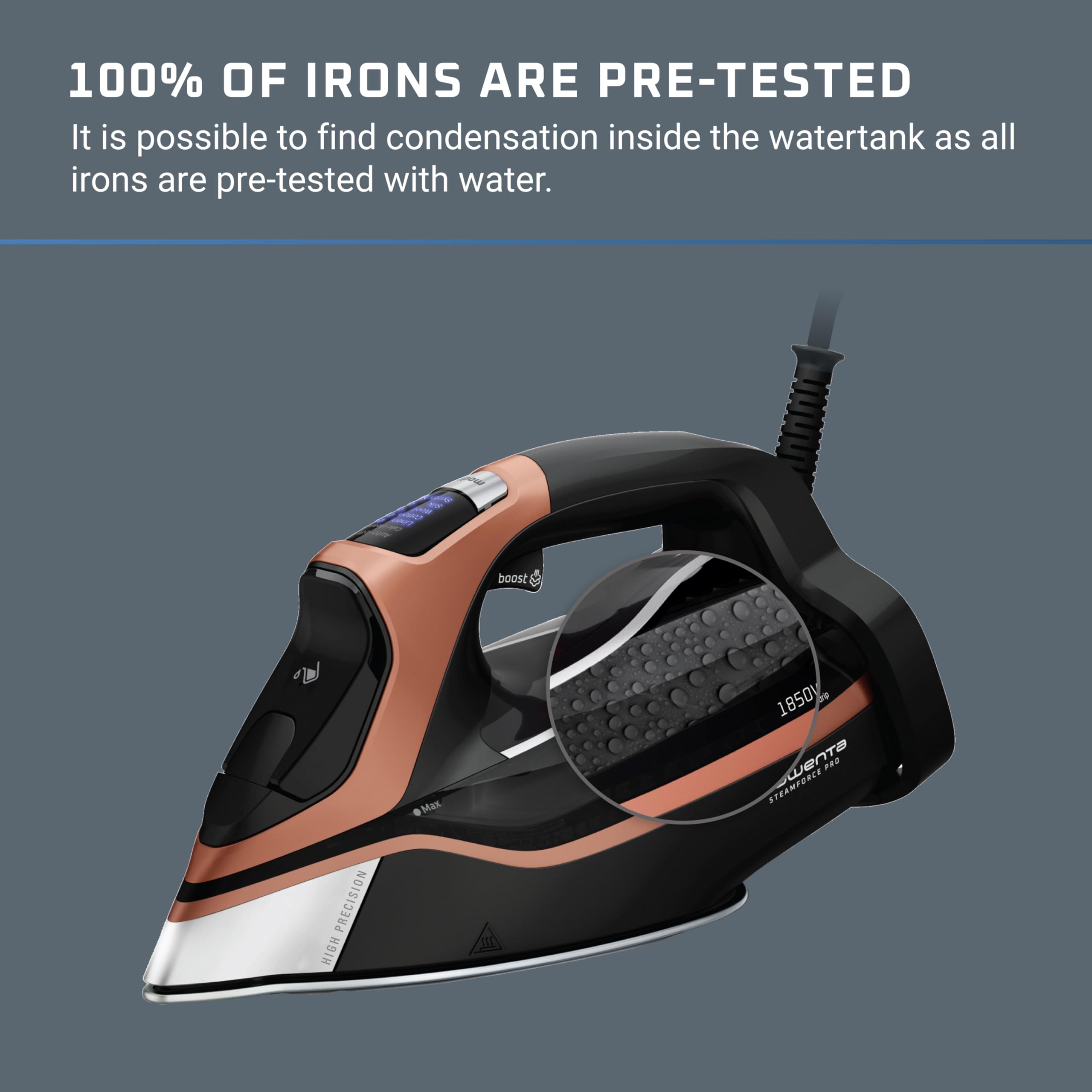 Foto 5 pulgar | Plancha de Vapor Rowenta Steam Force Pro 1850w 5 Presets Color Negro Y Cobre - Venta Internacional