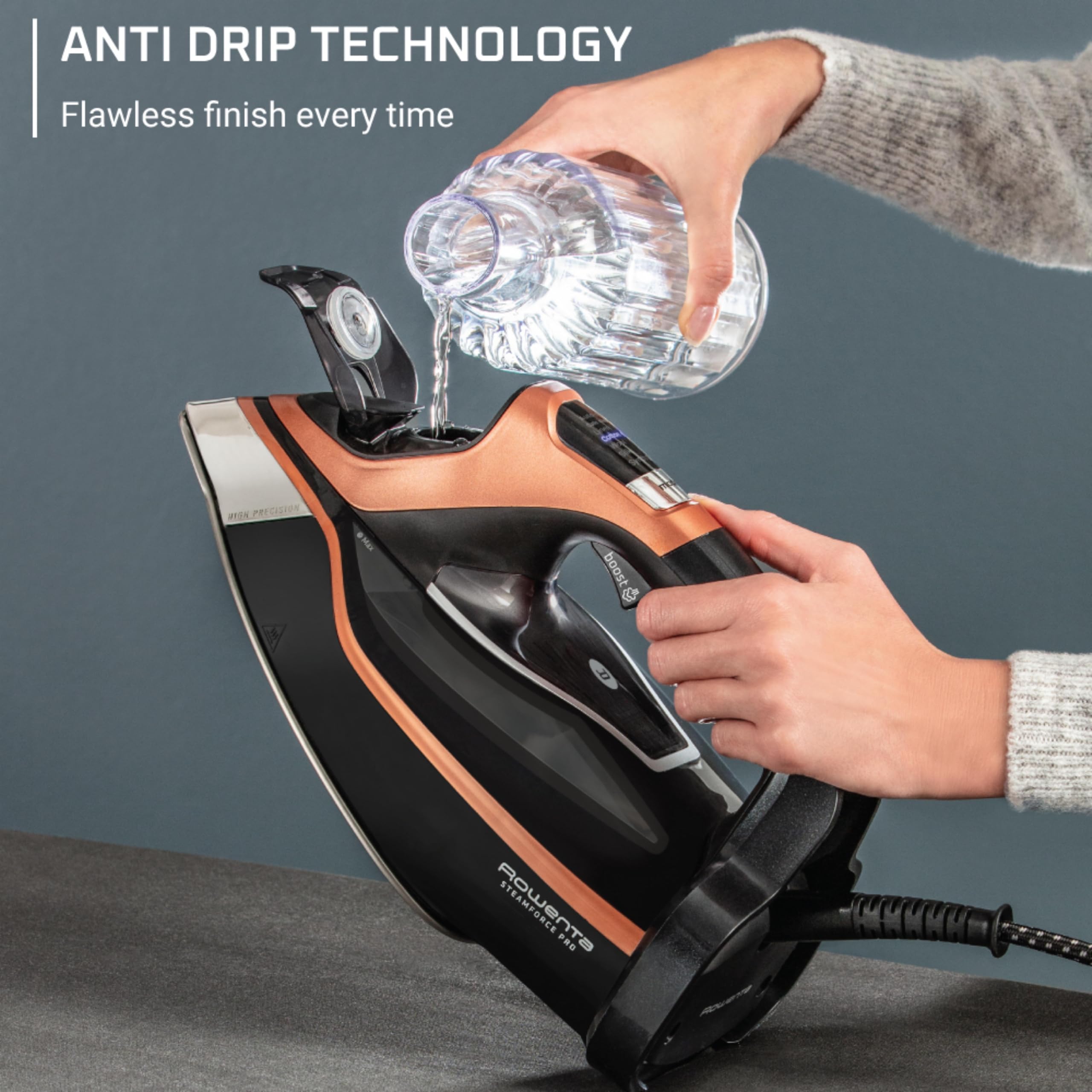 Foto 7 pulgar | Plancha de Vapor Rowenta Steam Force Pro 1850w 5 Presets Color Negro Y Cobre - Venta Internacional