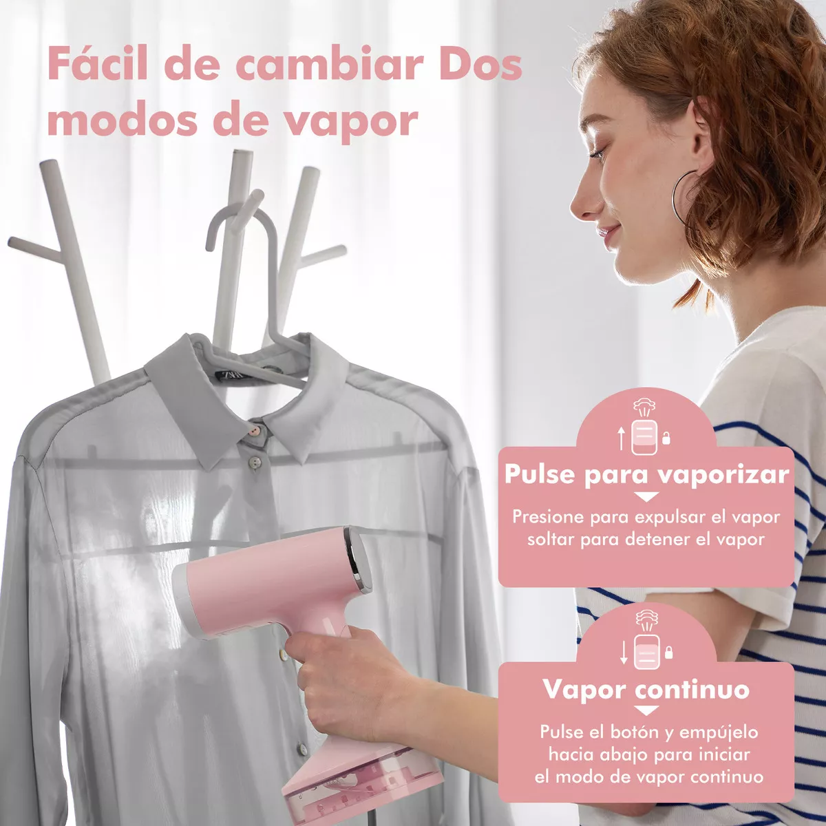 Foto 3 pulgar | Plancha de Vapor Portátil para Ropa Eo Safe Imports Esi-18438 Rosa