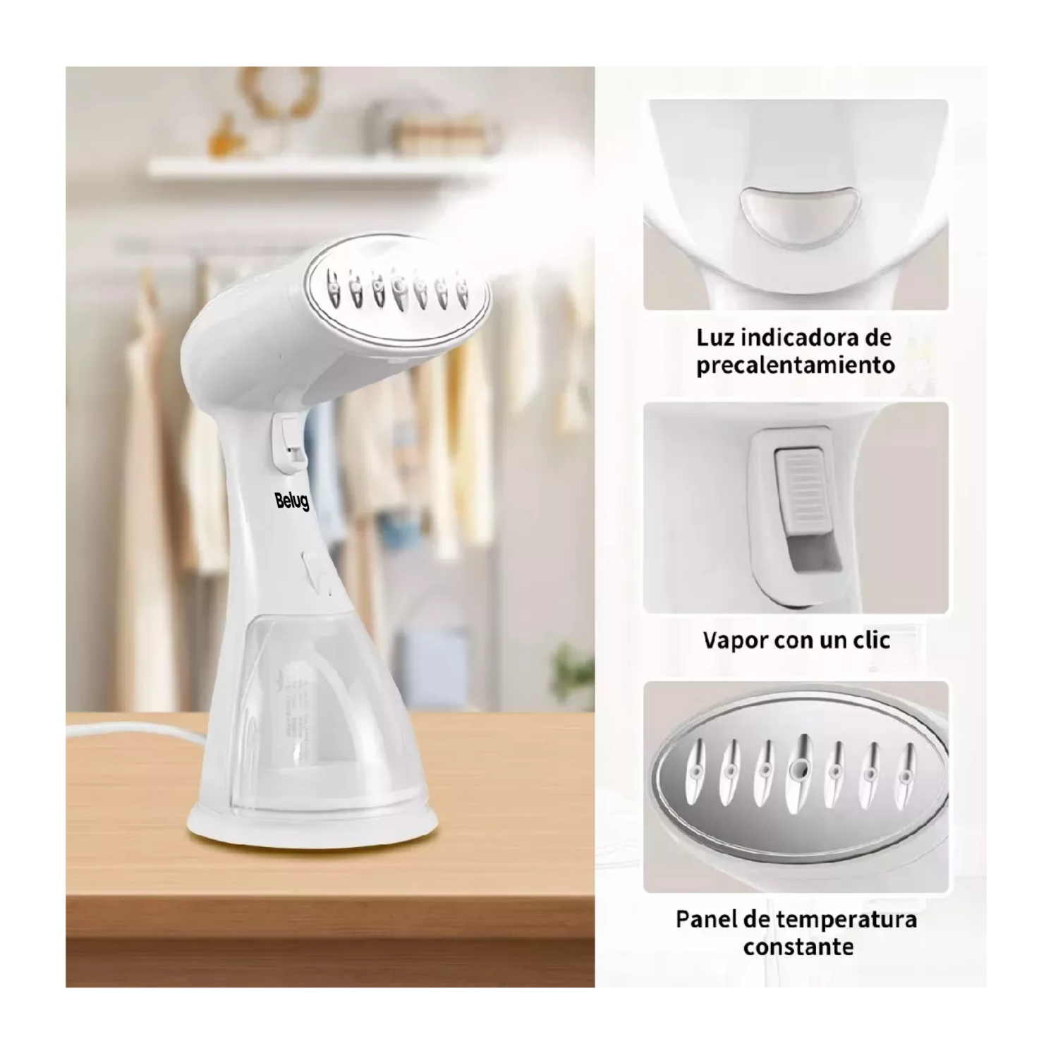 Foto 4 | Plancha De Vapor Vertical Portátil, Vaporizador Belug 1500w, Blanco