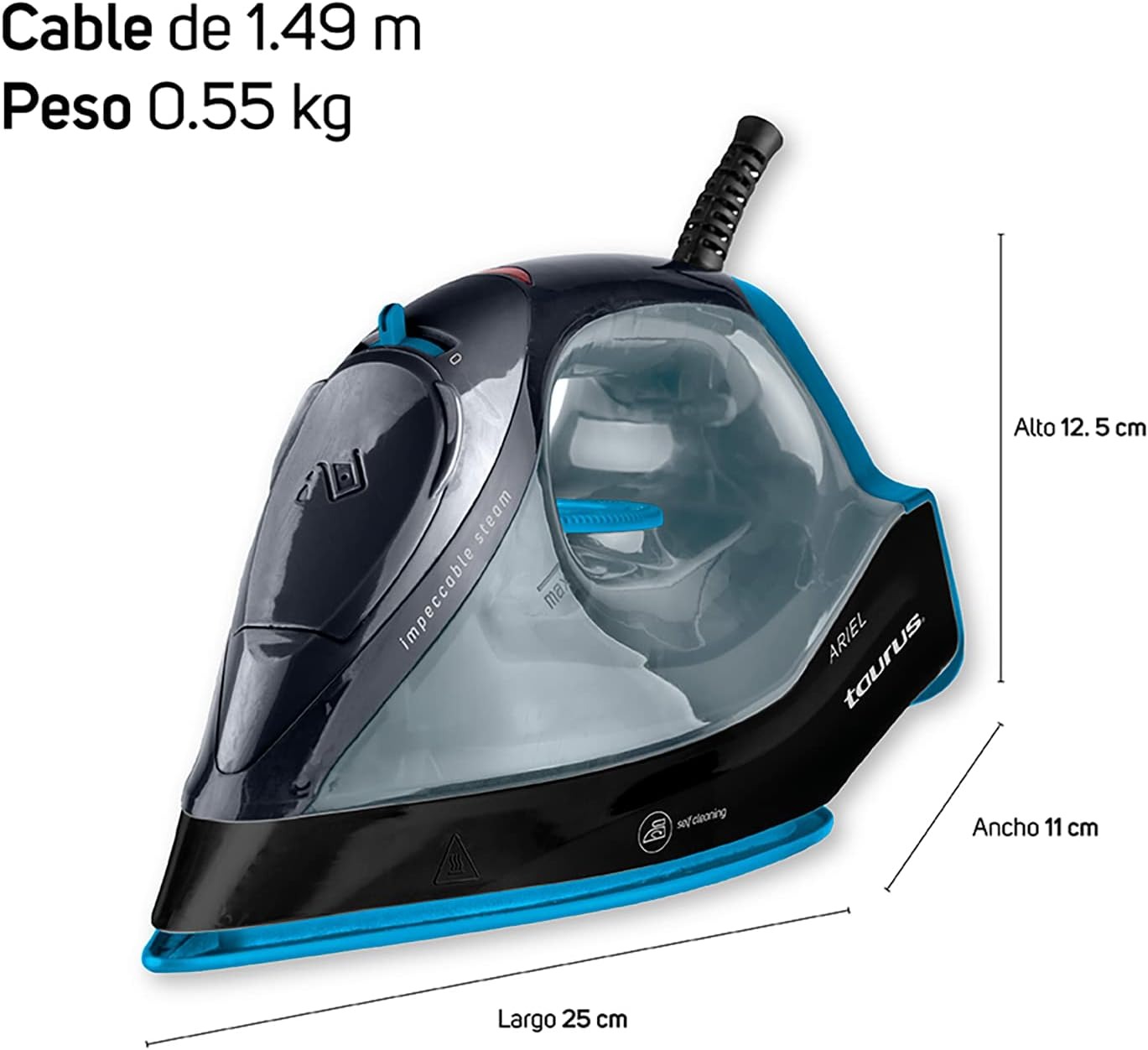 Foto 2 | Plancha De Vapor Taurus Ariel Antiadherente Titanio Negro