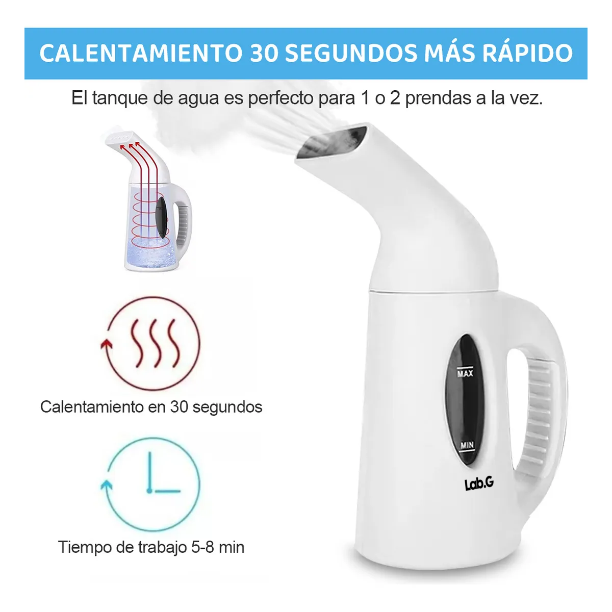 Foto 4 pulgar | Plancha de Vapor Portátil 120v 60hz Lab.g Blanco