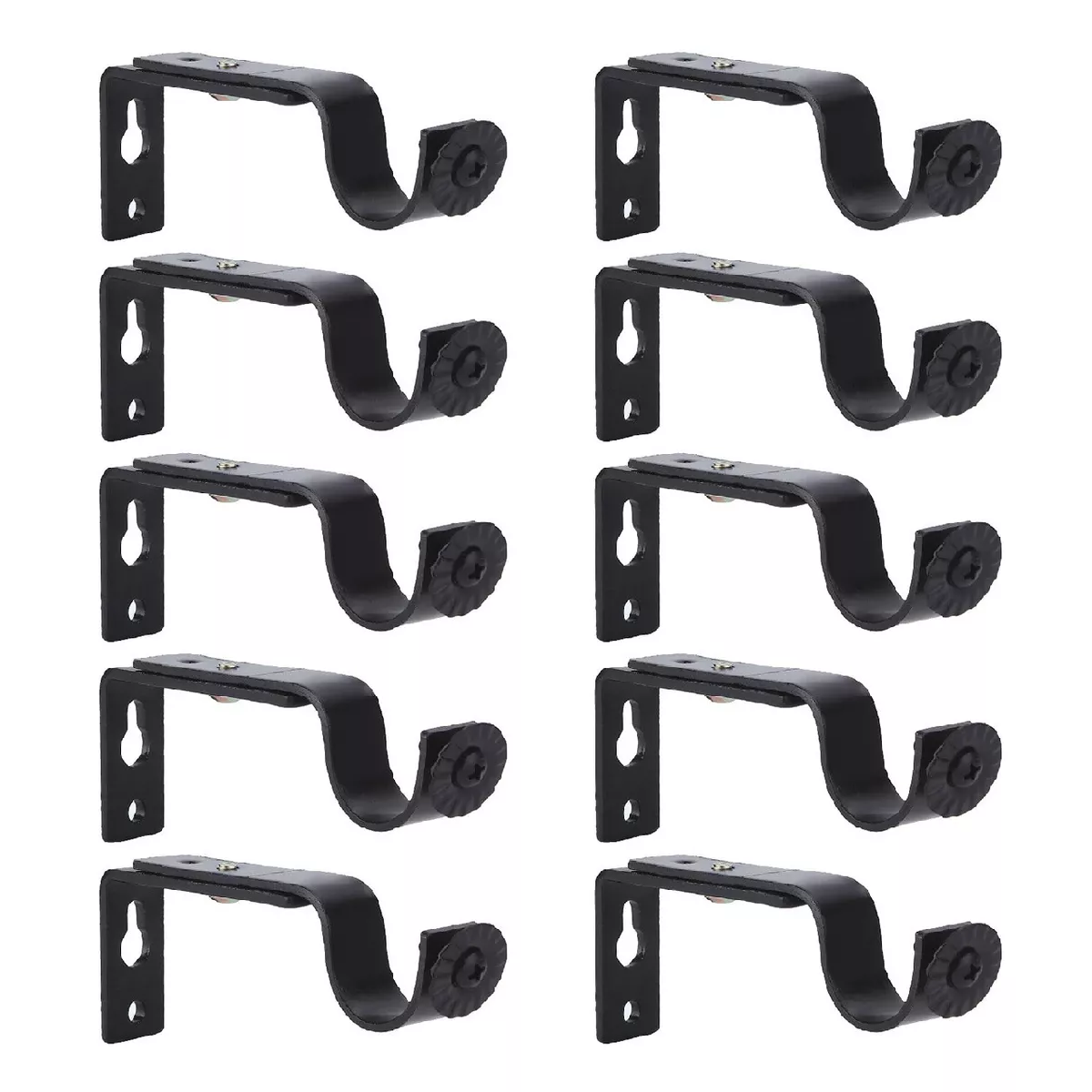 Foto 2 pulgar | Set Soporte Cortinero Para Pared Ajustable Gancho De 10 Piezas Eo Safe Imports Esi-13195 Negro