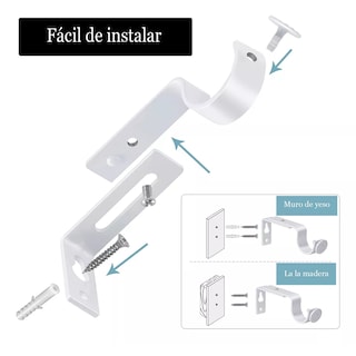 Foto 4 | Set Soporte Cortinero Para Pared Ajustable 8 Pzas Eo Safe Imports Esi-14990 Blanco