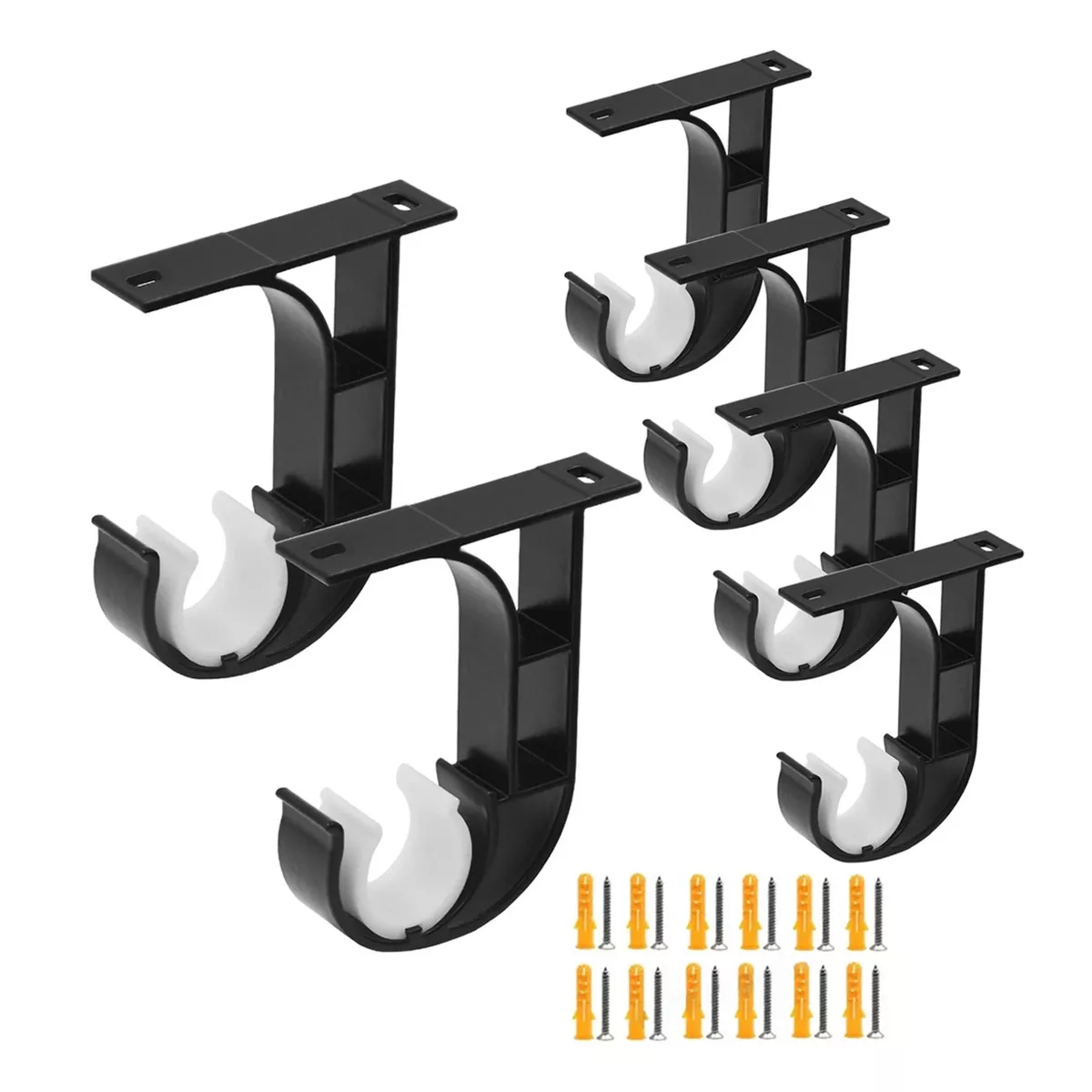 Foto 4 pulgar | Soporte Set Tubos Cortinero Ajustable Gancho 6pcs Eo Safe Imports Esi-14993 Negro