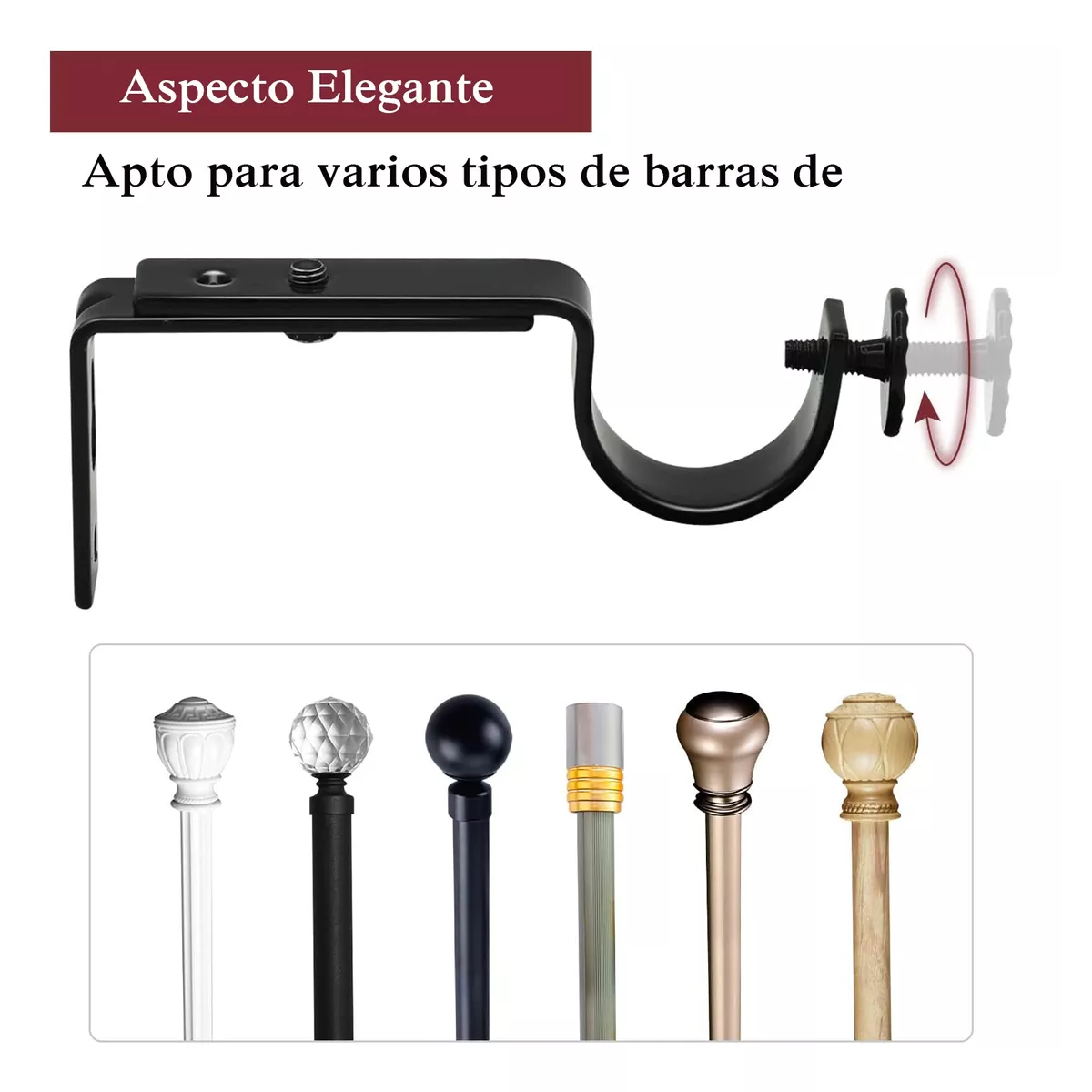 Foto 3 pulgar | Set Soporte Cortinero Para Pared Ajustable 8 Pzas Eo Safe Imports Esi-14989 Negro