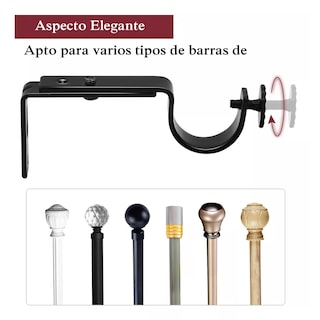 Foto 2 | Set Soporte Cortinero Para Pared Ajustable 8 Pzas Eo Safe Imports Esi-14989 Negro
