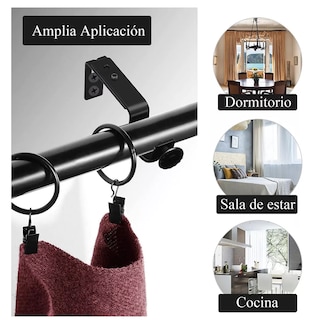 Foto 3 | Set Soporte Cortinero Para Pared Ajustable 8 Pzas Eo Safe Imports Esi-14989 Negro