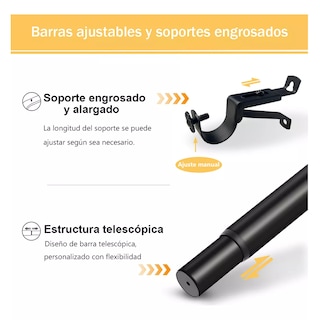Foto 3 | Cortineros De Metal Ajustable Barra De Cortina Eo Safe Imports Esi-15585 Negro