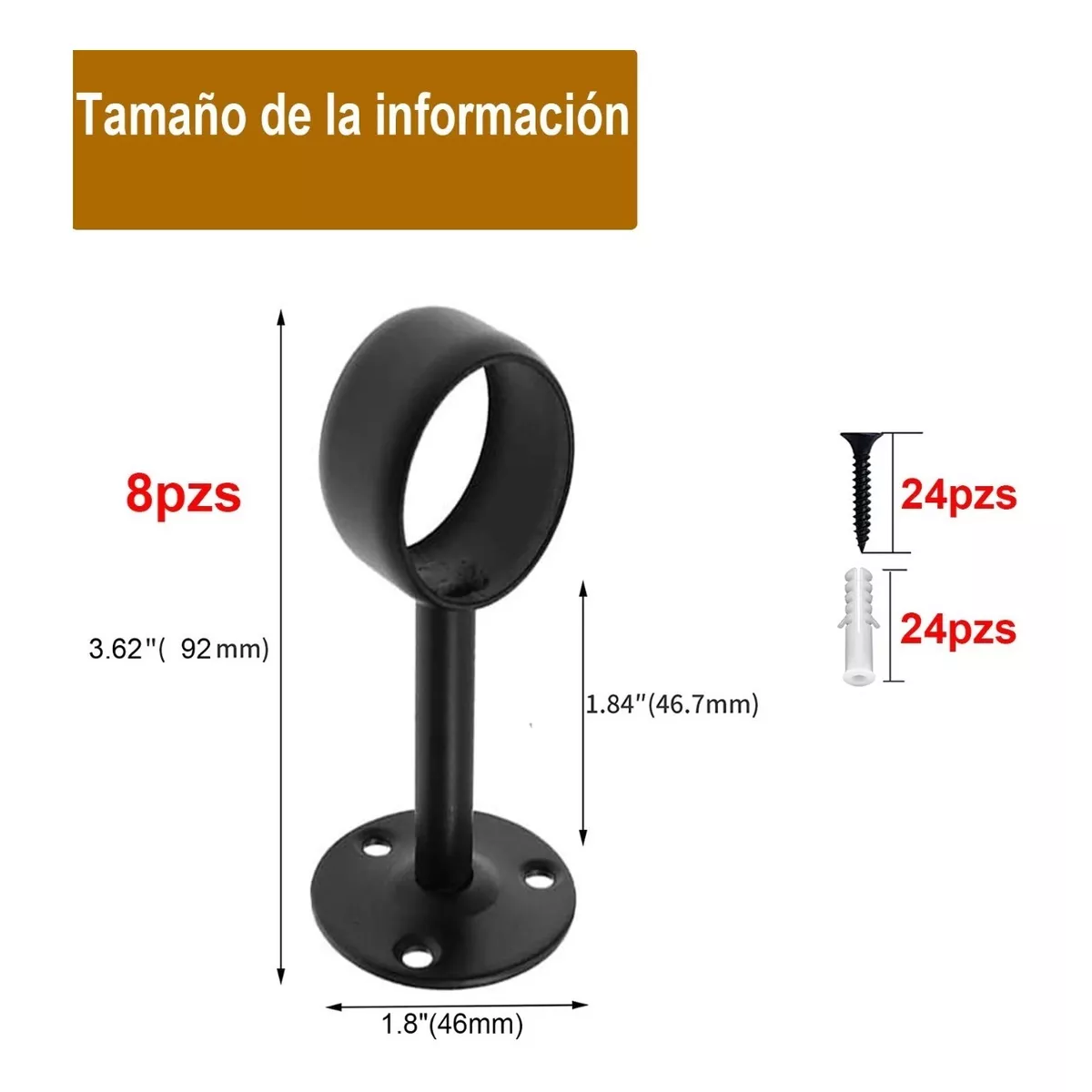 Foto 3 pulgar | 8pcs Cortinero Soporte Cerrado Eo Safe Imports Esi-15584  Negro