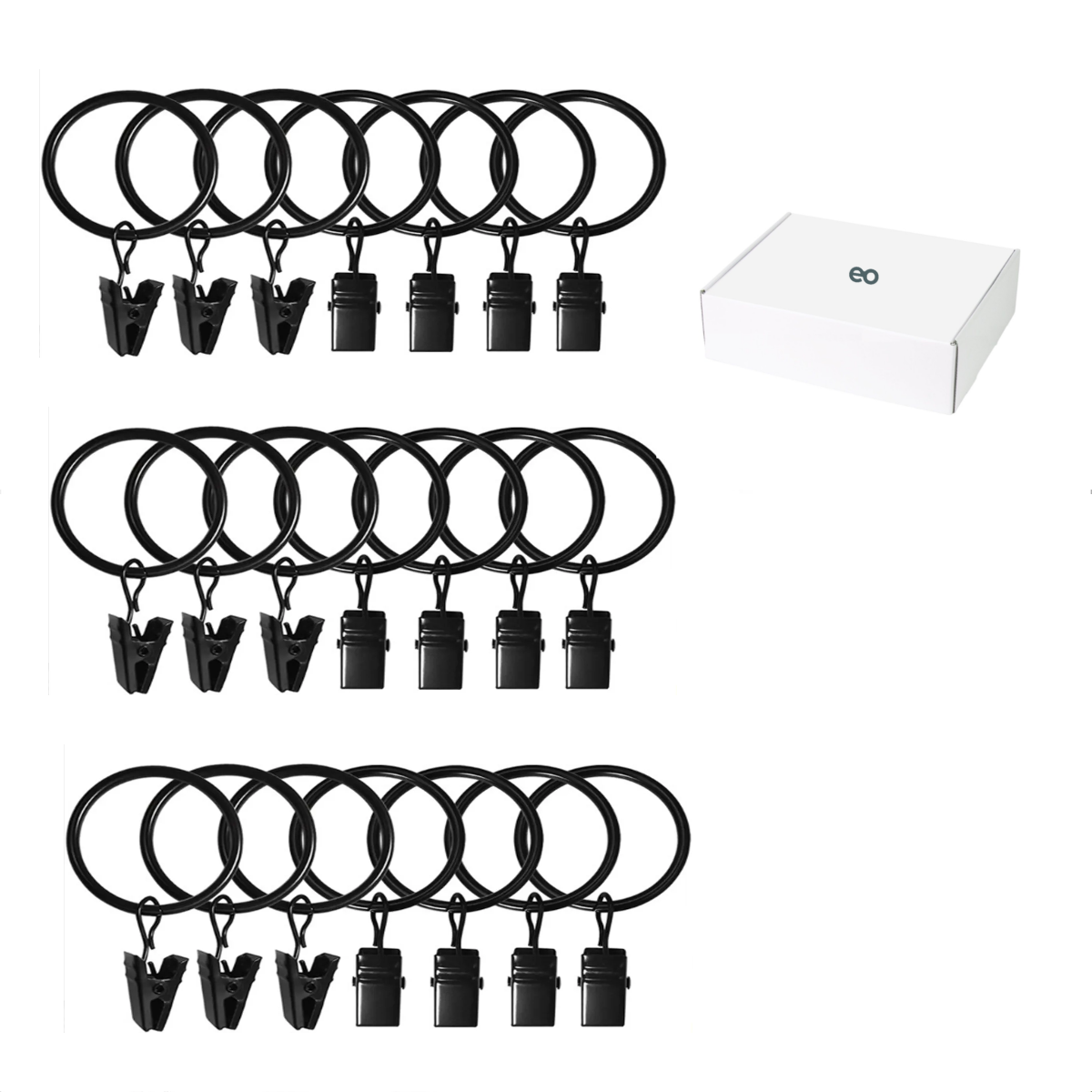 Foto 2 pulgar | Paquete De 50 Anillos De Cortina De Neros Con Clips argollas Eo Safe Imports Esi-20510 Negro