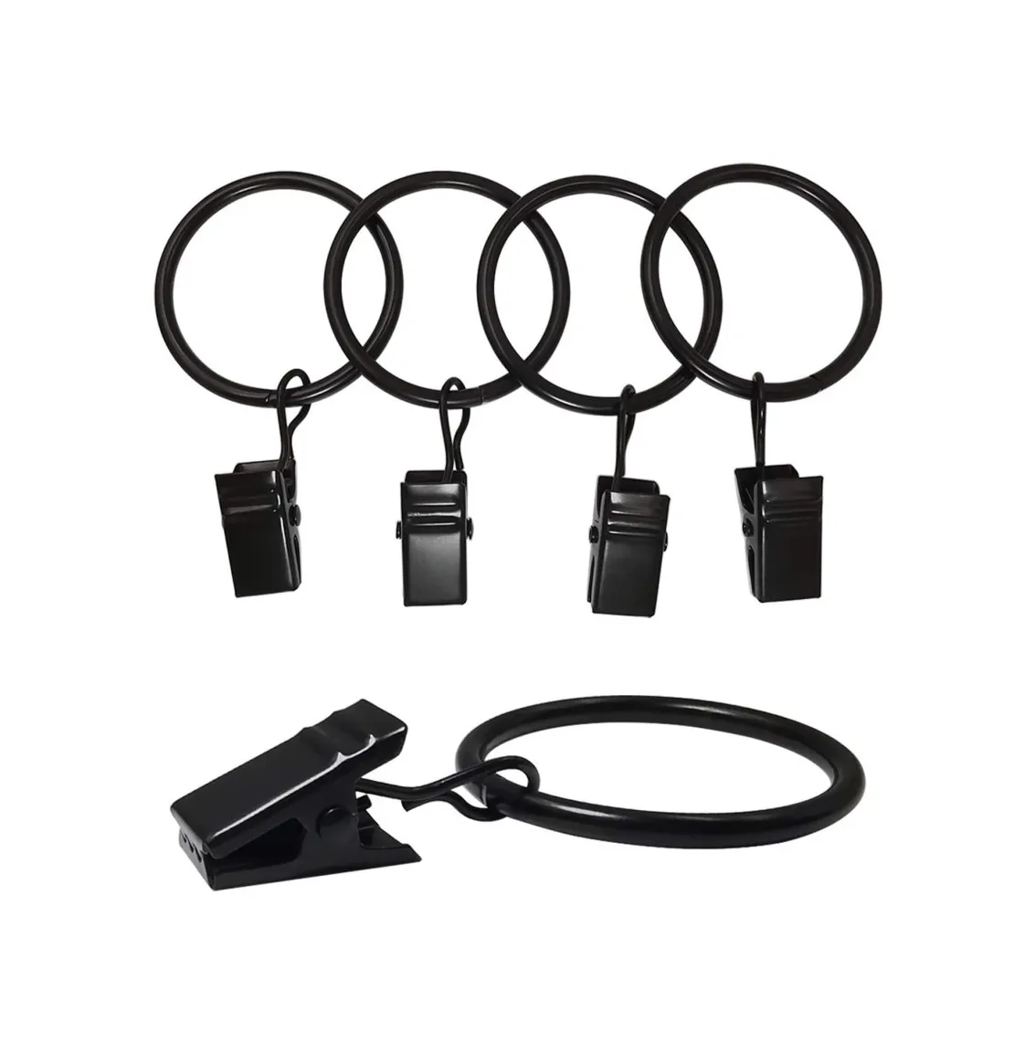 Foto 3 pulgar | Paquete De 50 Anillos De Cortina De Neros Con Clips argollas Eo Safe Imports Esi-20510 Negro