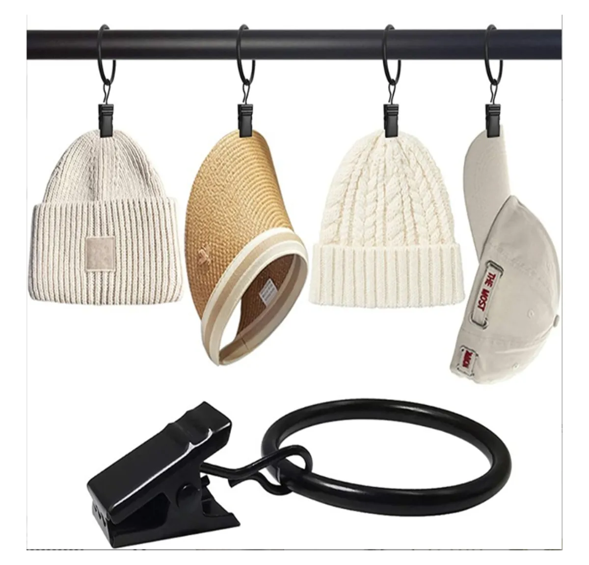 Foto 5 pulgar | Paquete De 50 Anillos De Cortina De Neros Con Clips argollas Eo Safe Imports Esi-20510 Negro
