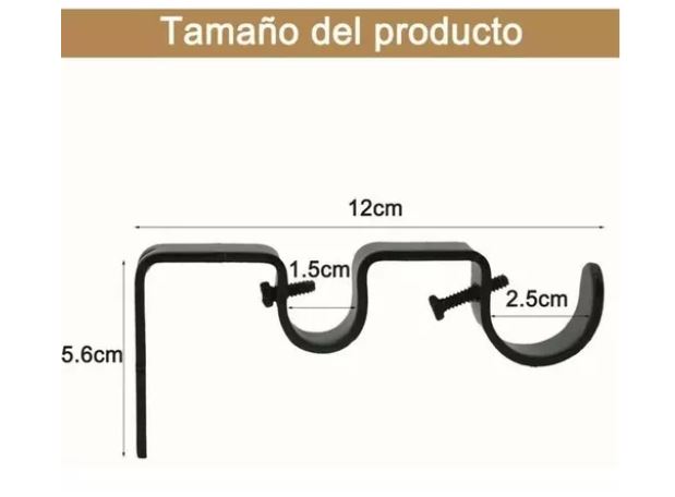 Foto 3 pulgar | Set 3 Cortinero Doble Para Pared Ajustable
