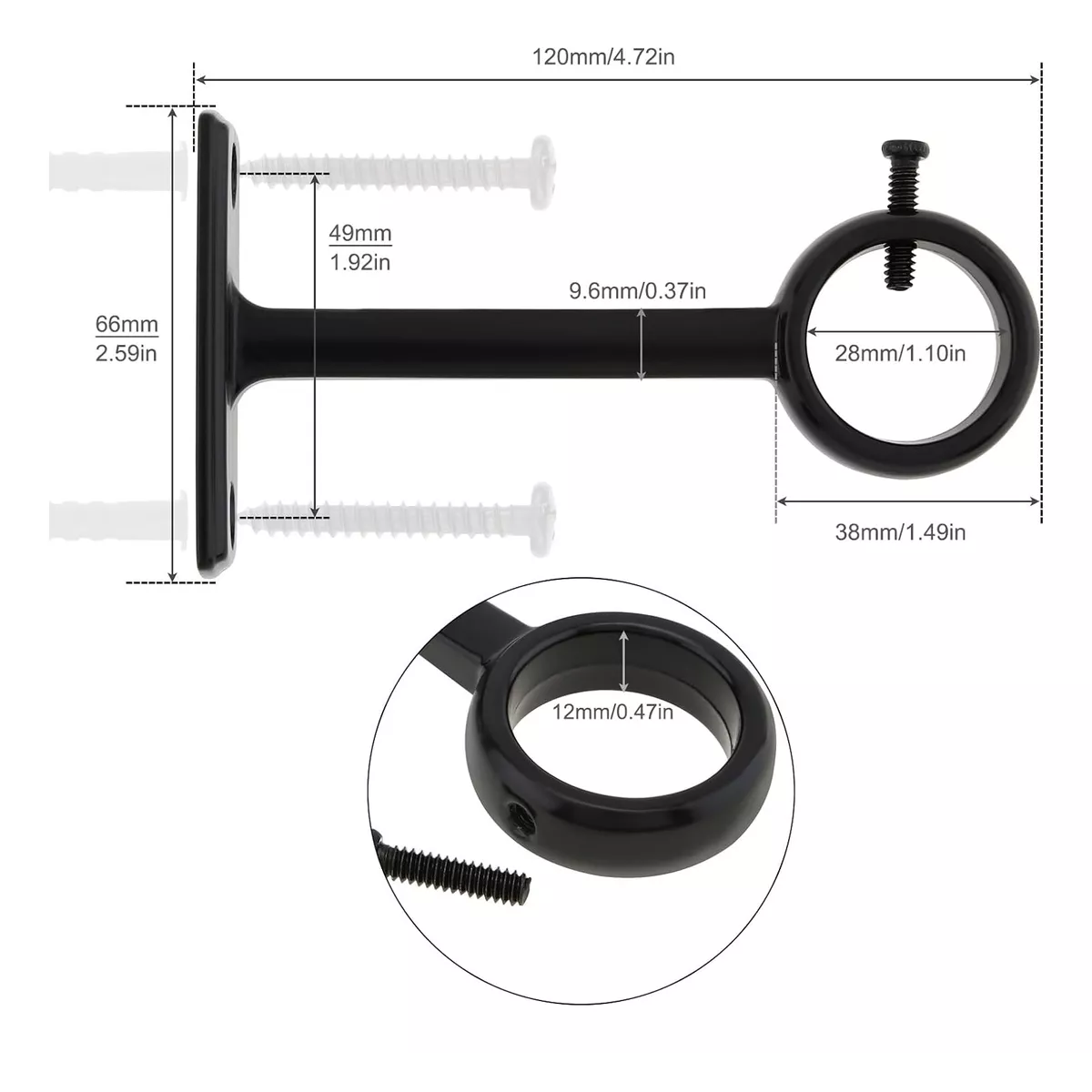 Foto 3 pulgar | Soporte 2 Cortinero Para Pared/techos Ajustable Gancho Eo Safe Imports Esi-14994 Negro