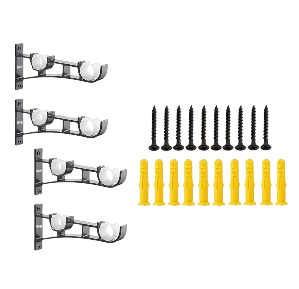 Foto 2 pulgar | Soporte Set 4 Cortinero Para Pared Ajustable Gancho, Belug Negro