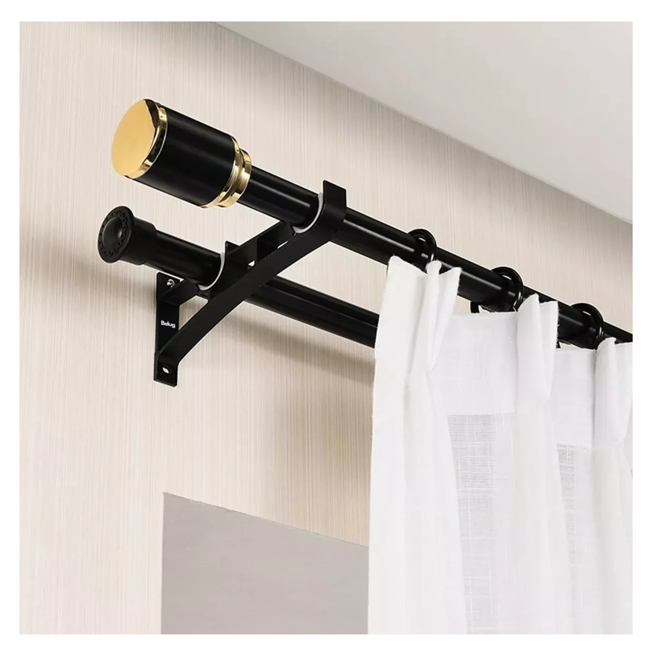 Foto 3 pulgar | Soporte Set 4 Cortinero Para Pared Ajustable Gancho, Belug Negro