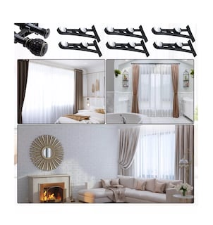 Foto 4 | Soporte Set De 6 Cortineros Para Pared Ajustable Gancho Negro/blanco