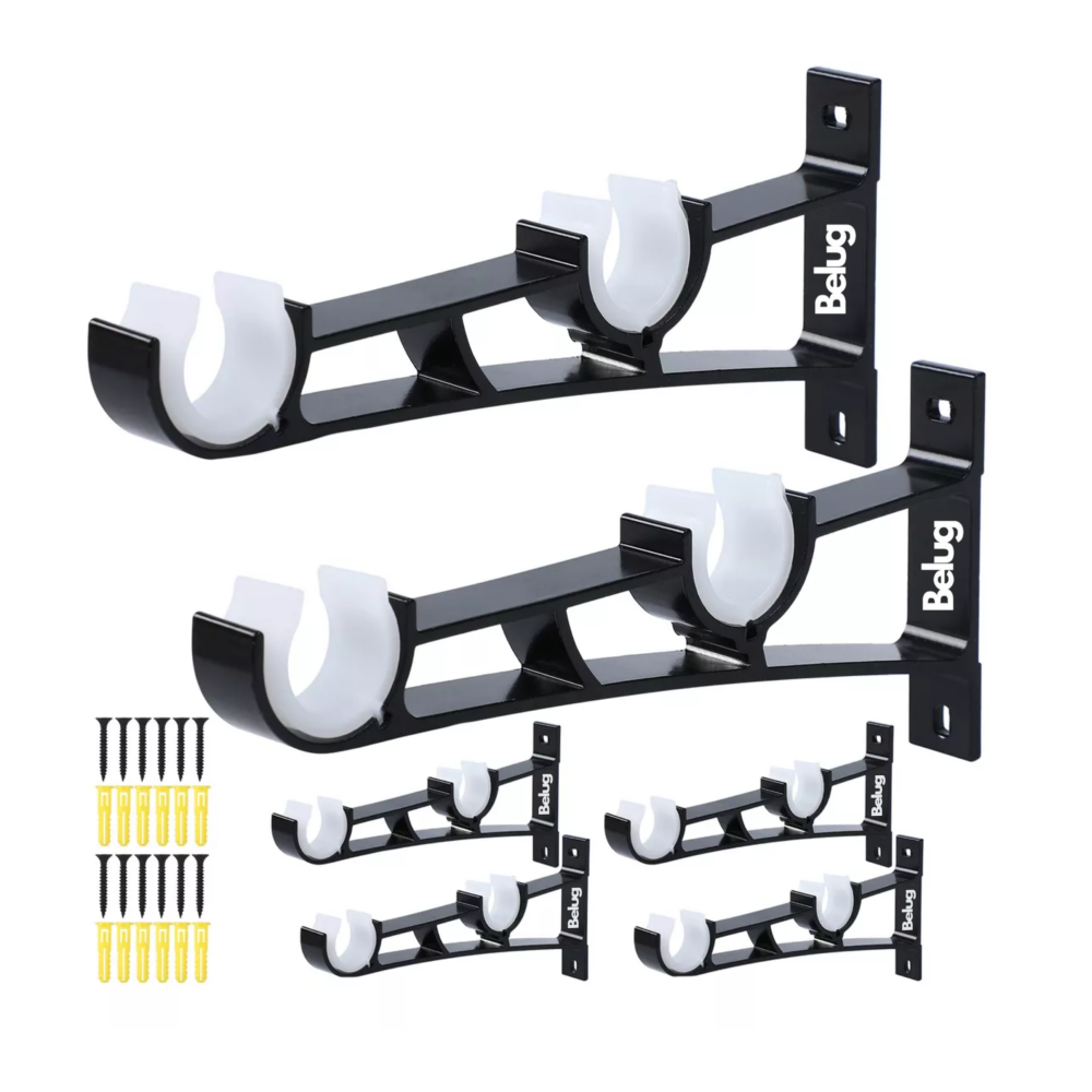 Foto 1 | Soporte Set De 6 Cortineros Para Pared Ajustable Gancho Belug, Negro/blanco