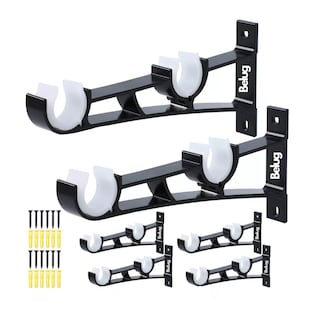 Foto 1 | Soporte Set De 6 Cortineros Para Pared Ajustable Gancho Belug, Negro/blanco