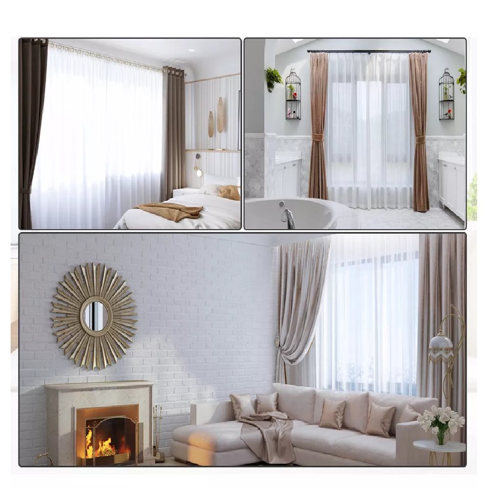 Foto 4 | Soporte Set De 6 Cortineros Para Pared Ajustable Gancho Belug, Negro/blanco