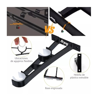Foto 5 | Soporte Set De 6 Cortineros Para Pared Ajustable Gancho Belug, Negro/blanco