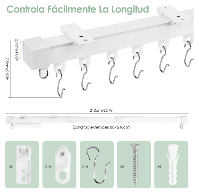 Foto 4 | Xtellar Cortinero Ajustable De Lujo Para Techo De 0.8-2.1m - Elegancia Y Funcionalidad Premium Creada Para Exigentes