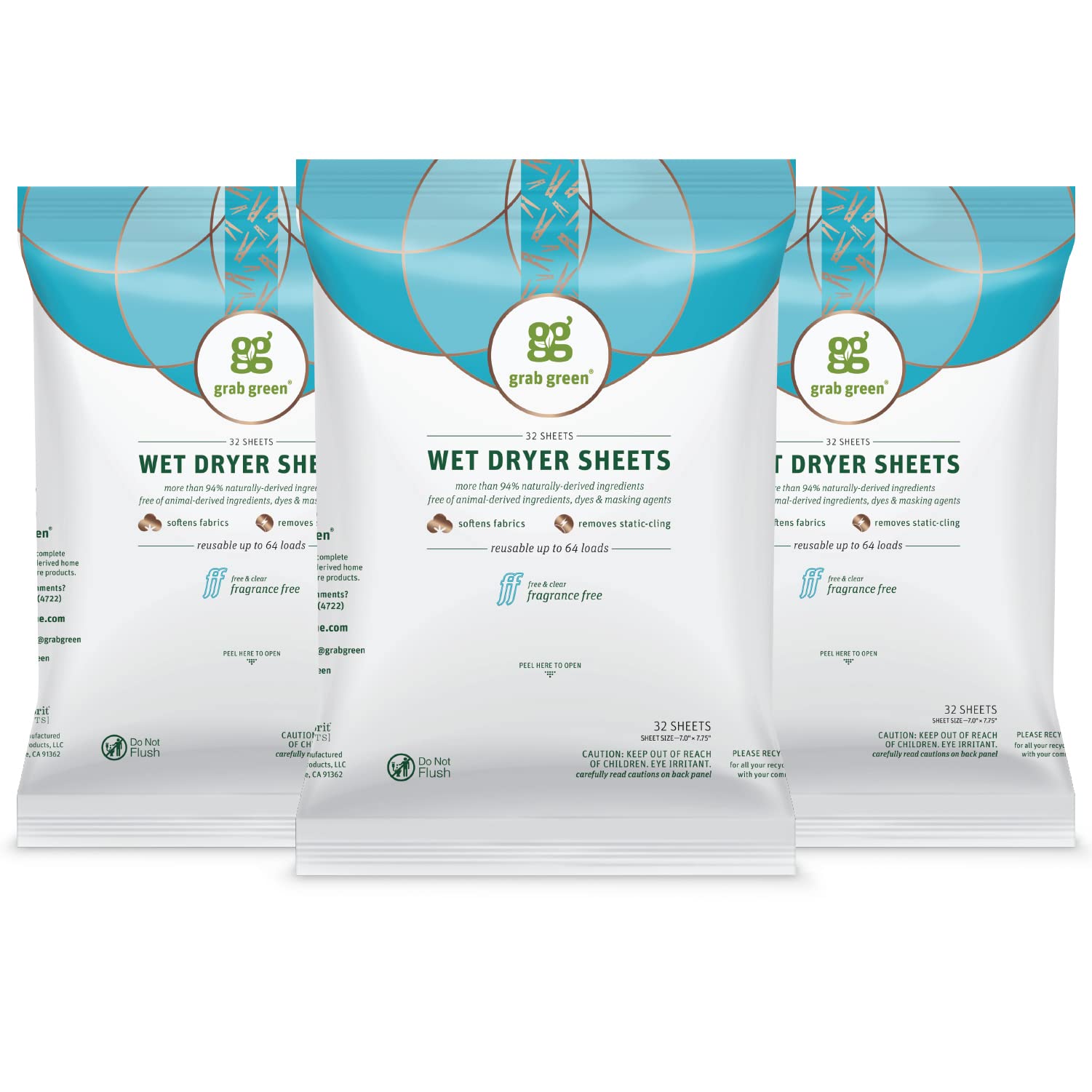 Foto 1 | Sábanas Para Secadora Grab Green Wet, 96 Unidades, Sin Fragancia - Venta Internacional.