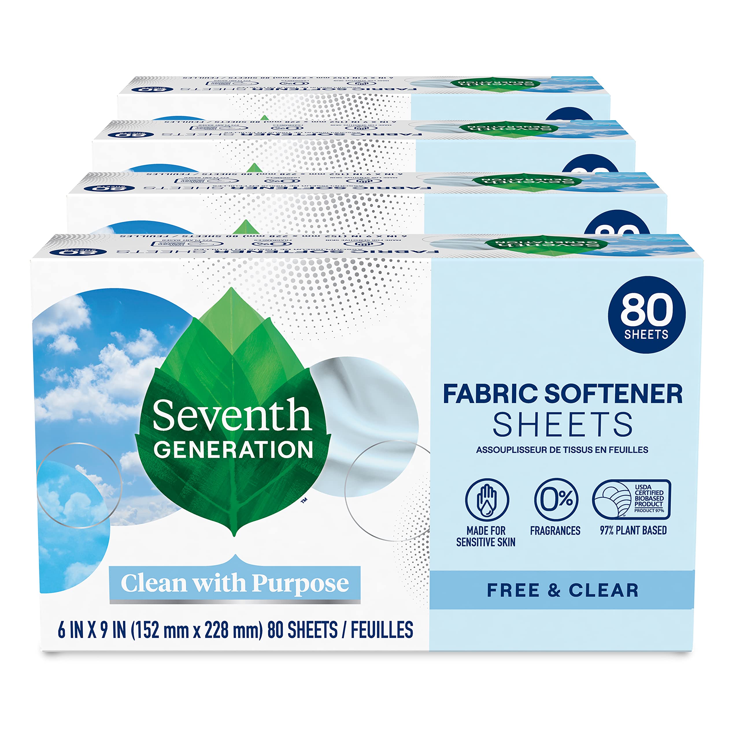 Foto 2 pulgar | Sábanas Para Secadora De Séptima Generación Gratis Y Transparentes  80 Hojas X 4 - Venta Internacional.