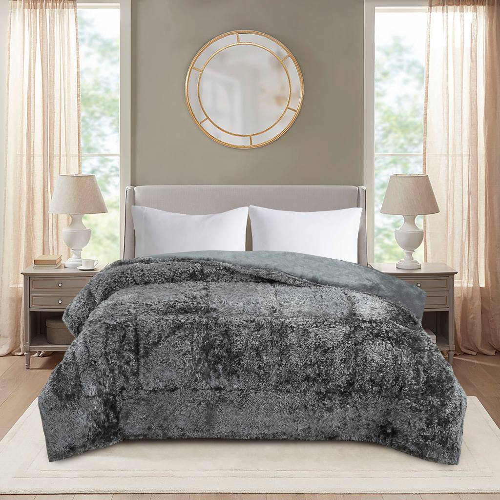 Edredon Largo Doble Vista King Size Gris