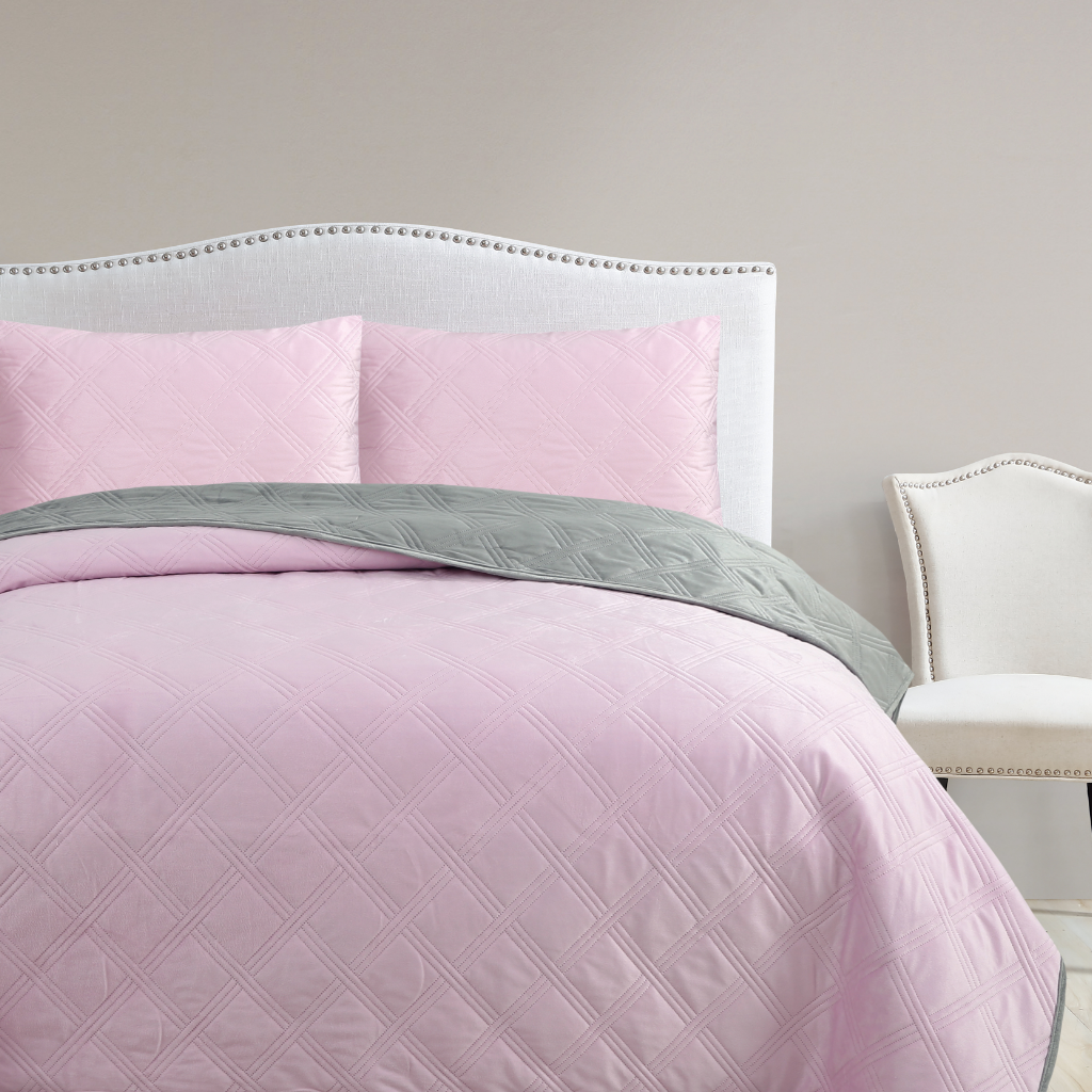 Foto 4 pulgar | Colcha Velvet Rosa Mat