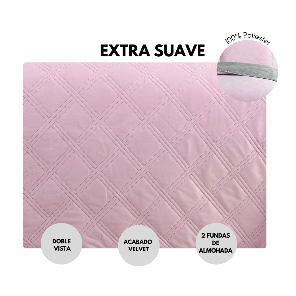 Foto 5 pulgar | Colcha Velvet Rosa Mat