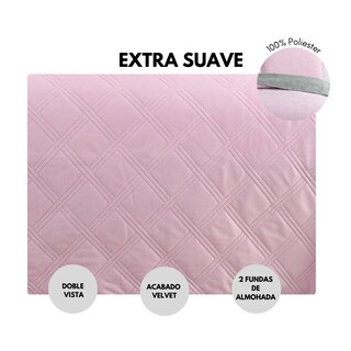 Foto 4 | Colcha Velvet Rosa Mat