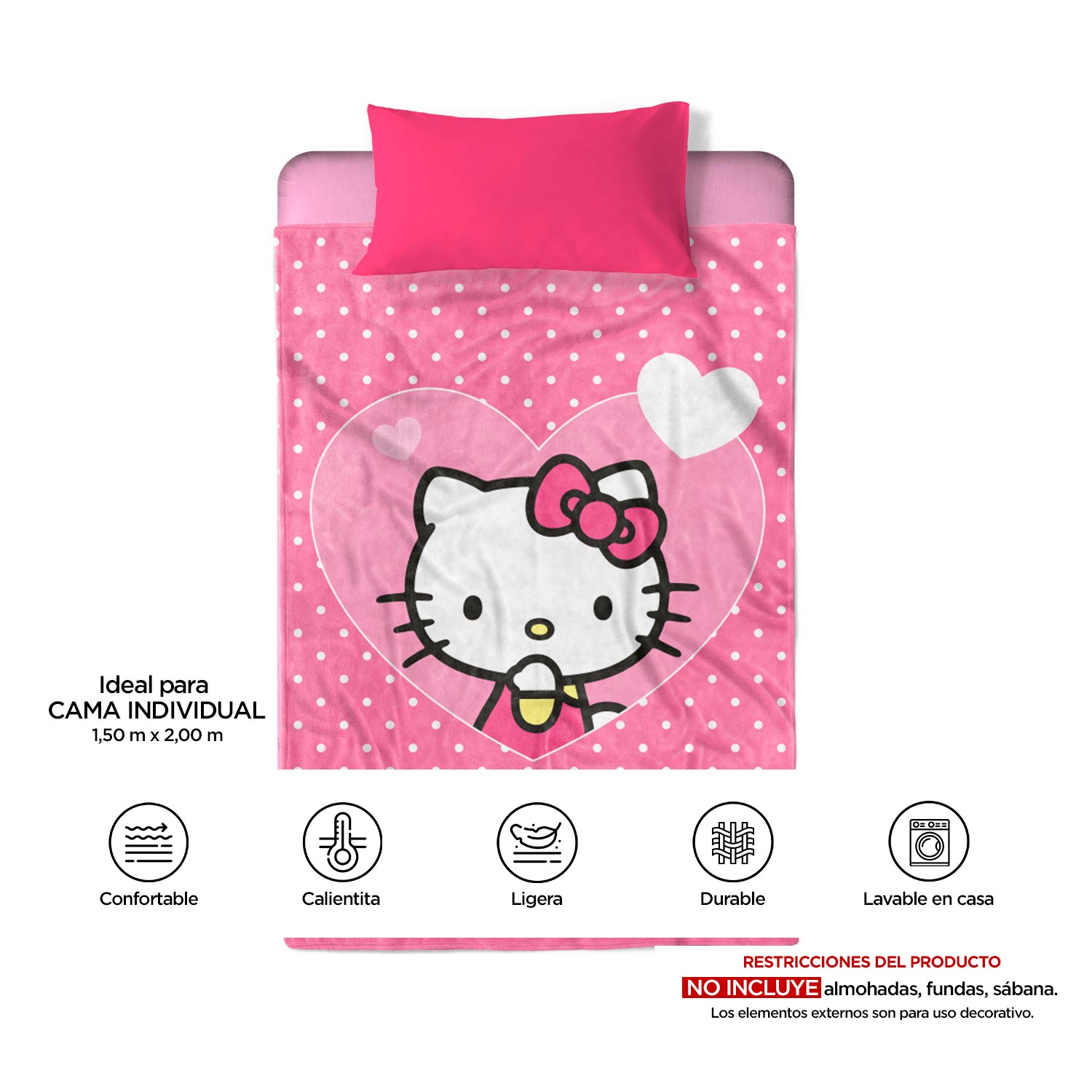 Foto 4 pulgar | Cobertor Providencia Individual Hello Kitty color Rosa