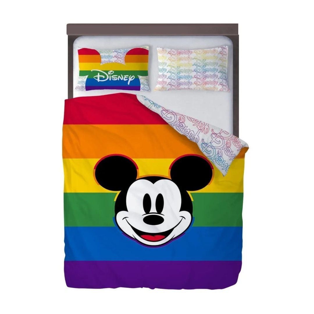 Set De Edredón Microfibra Matrimonial Mickey Rainbow Pride