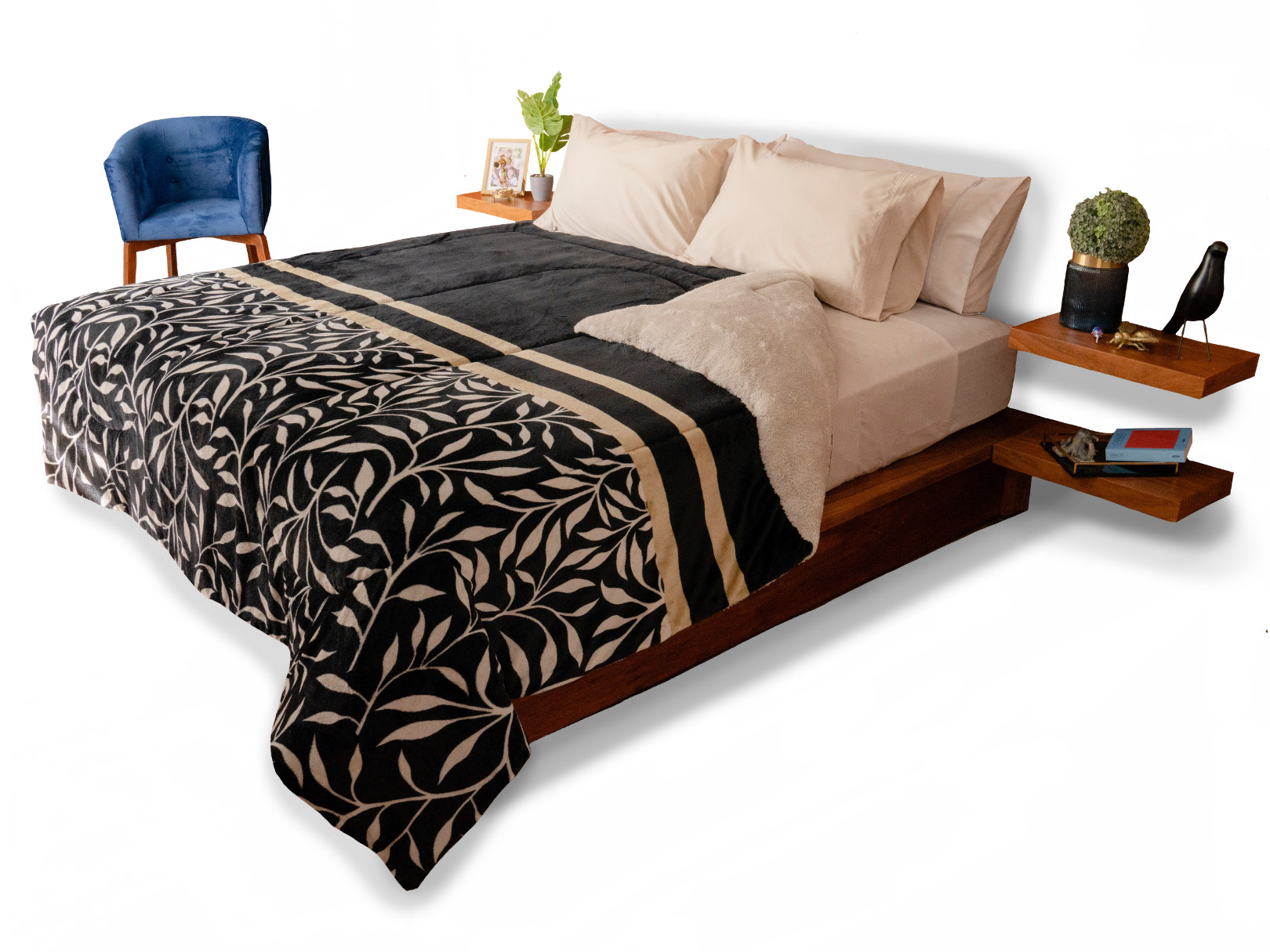 Cobertor Dormireal Finlandia color Negro Mega King Size