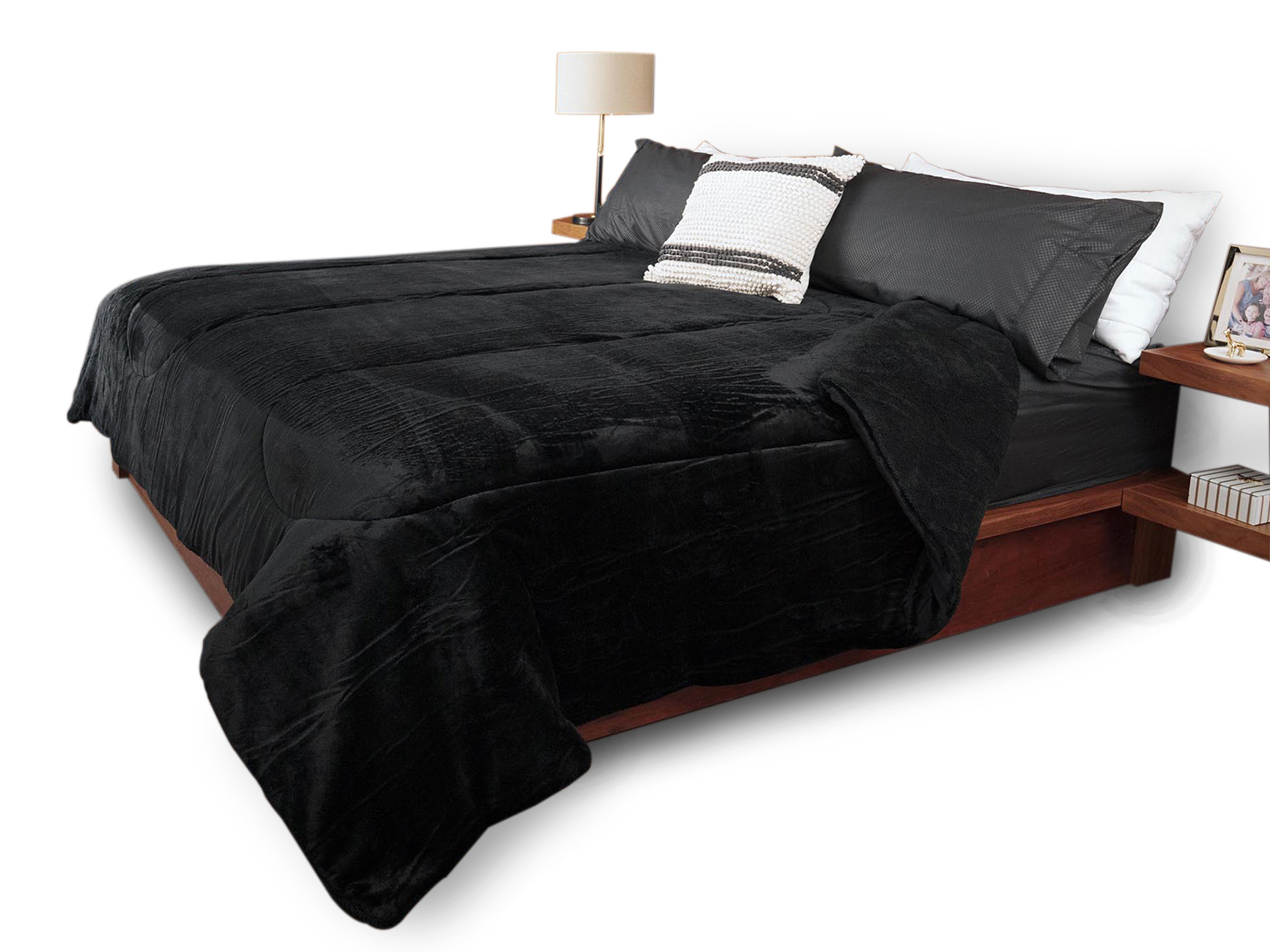 Cobertor Dormireal Liso Negro Mega King Size