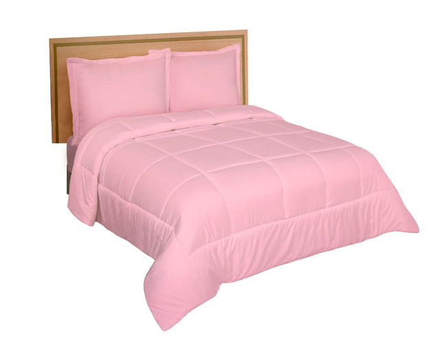 Edredón Duvet color Rosa Individual Acolchonado