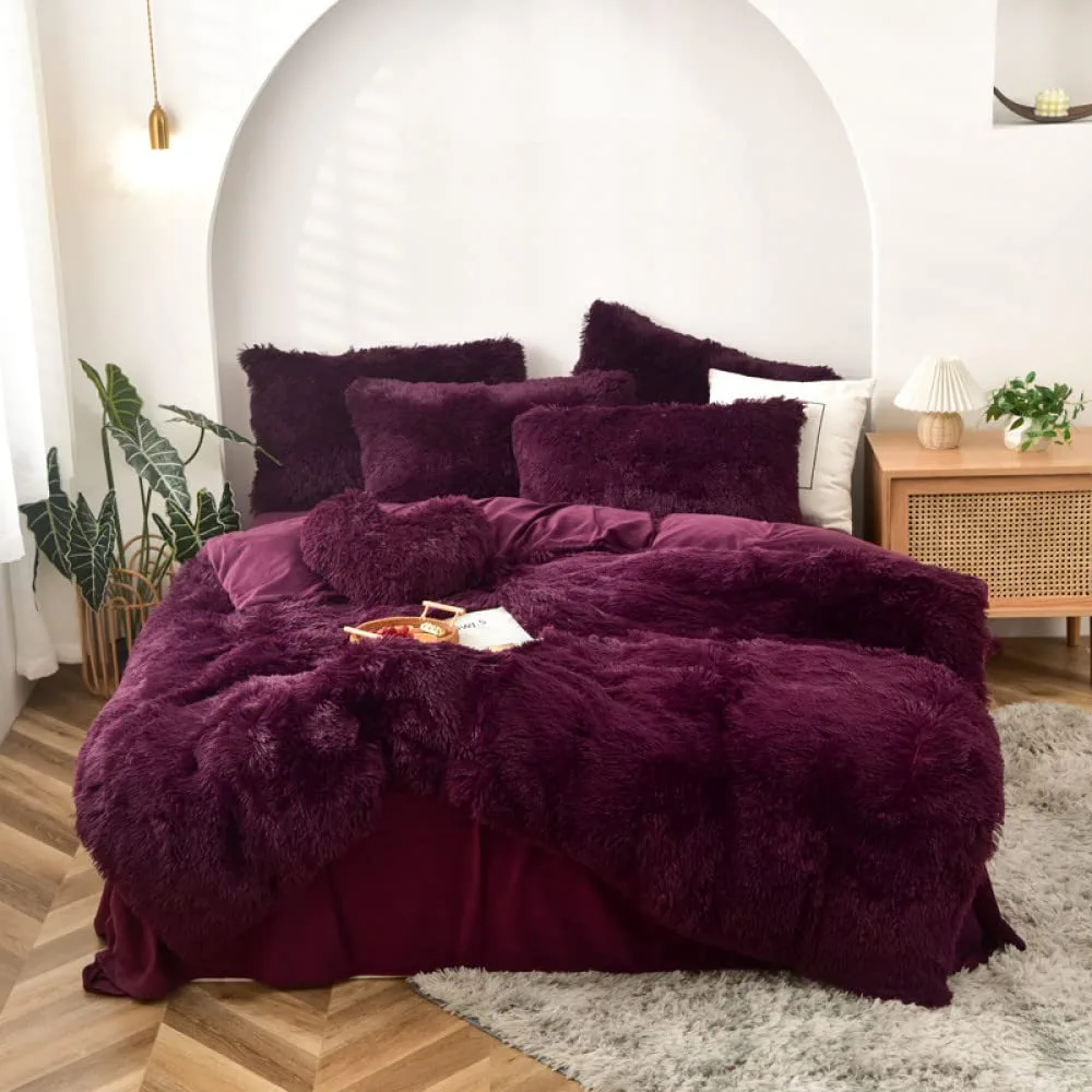 Cobertor B.Kind & Beyond King Size Pelo Alto con Borrega color Tinto