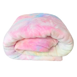 Foto 1 | Frazada Sherpa Individual Rosa Tie Dye
