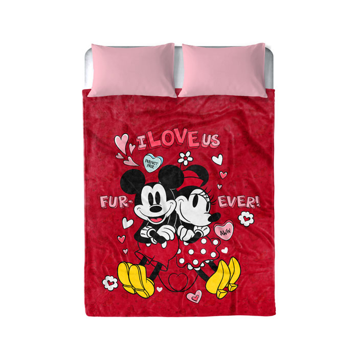 Cobertor PROVIDENCIA Love You Forever Mickey color Rojo Serenity Matrimonial