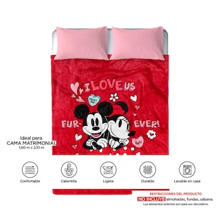 Foto 3 | Cobertor PROVIDENCIA Love You Forever Mickey color Rojo Serenity Matrimonial