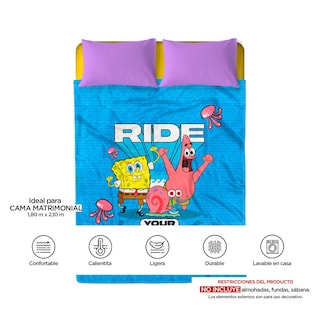 Foto 3 | Cobertor Matrimonial Providencia Bob Sponja Ride