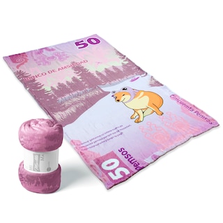 Foto 1 | Frazada Matrimonial Mi Mantita Mx Cheems Ajolote Billete 50 color Rosa